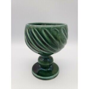 Hull USA Pottery F5 Blue Green Drip Glaze Swirl Goblet Planter Vintage